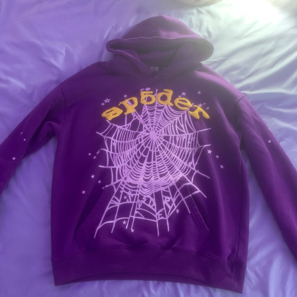 Spyder Purple Hoodie with Web Design